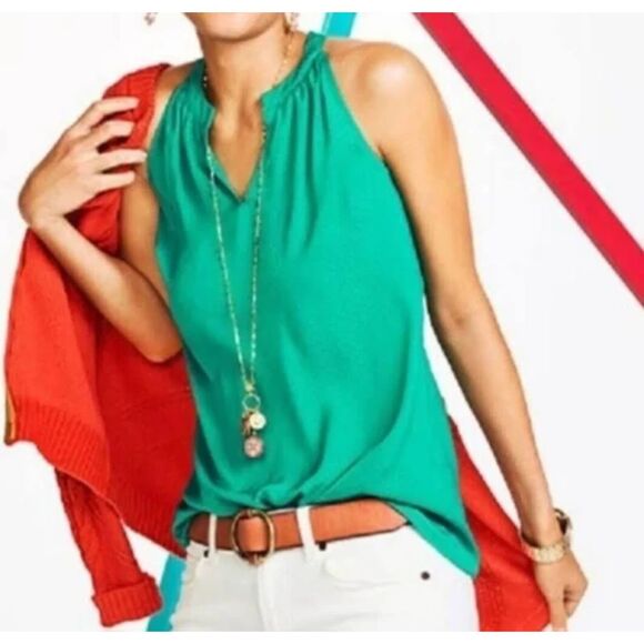 CAbi Silky Sleeveless Lush Green Halter Tank Top Blouse Style 5549 - Size Small - Picture 1 of 7